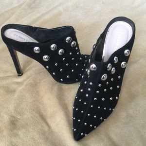 Kenneth Cole Suede Mules w/studded detail